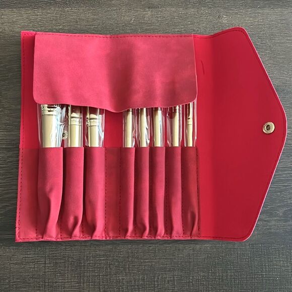 LUXIE - Glitter and Gold - Makeup Brush Set In Red Case - New! - Picture 3 of 4